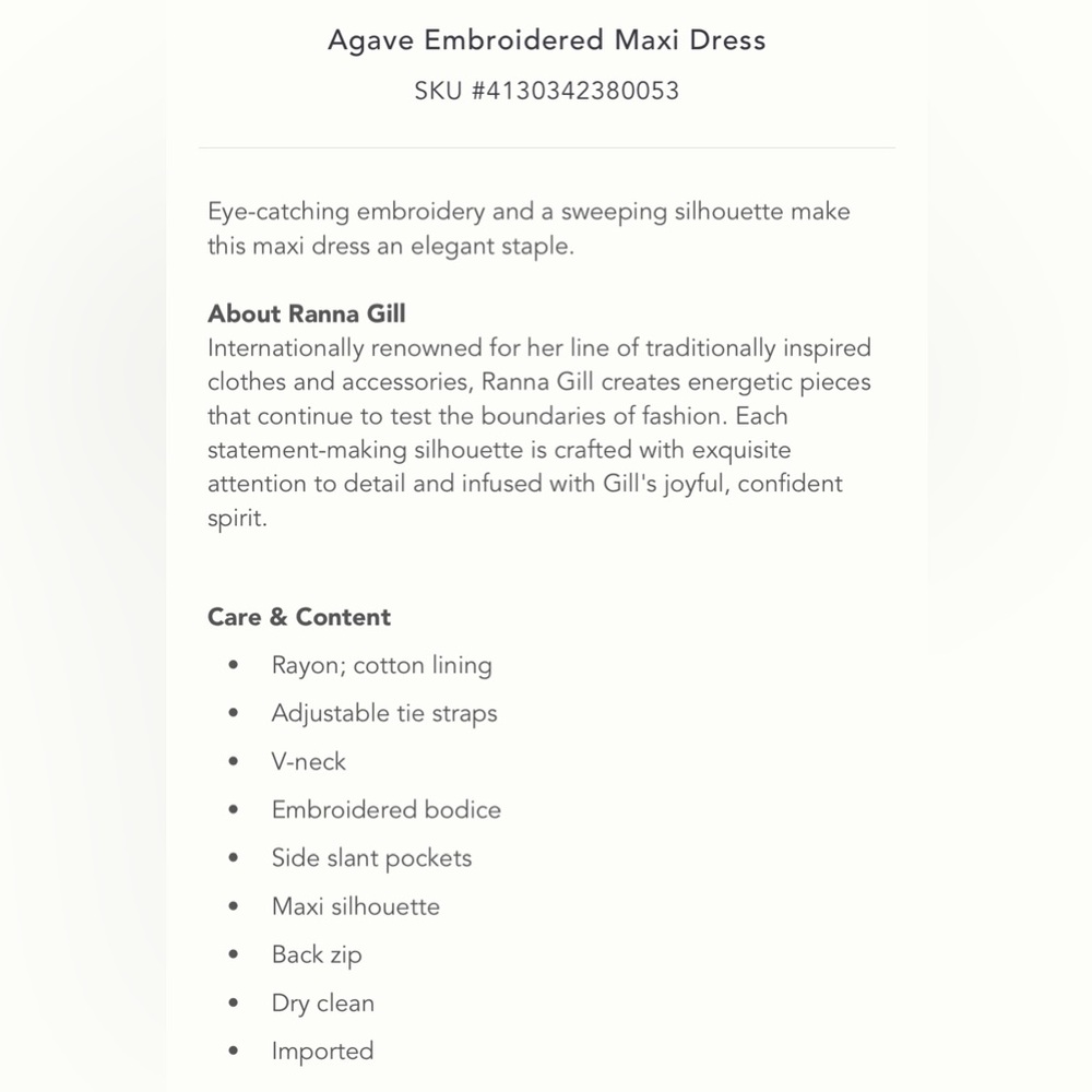 Anthropologie Agave embroidered maxi dress, new with tags - Picture 3 of 4